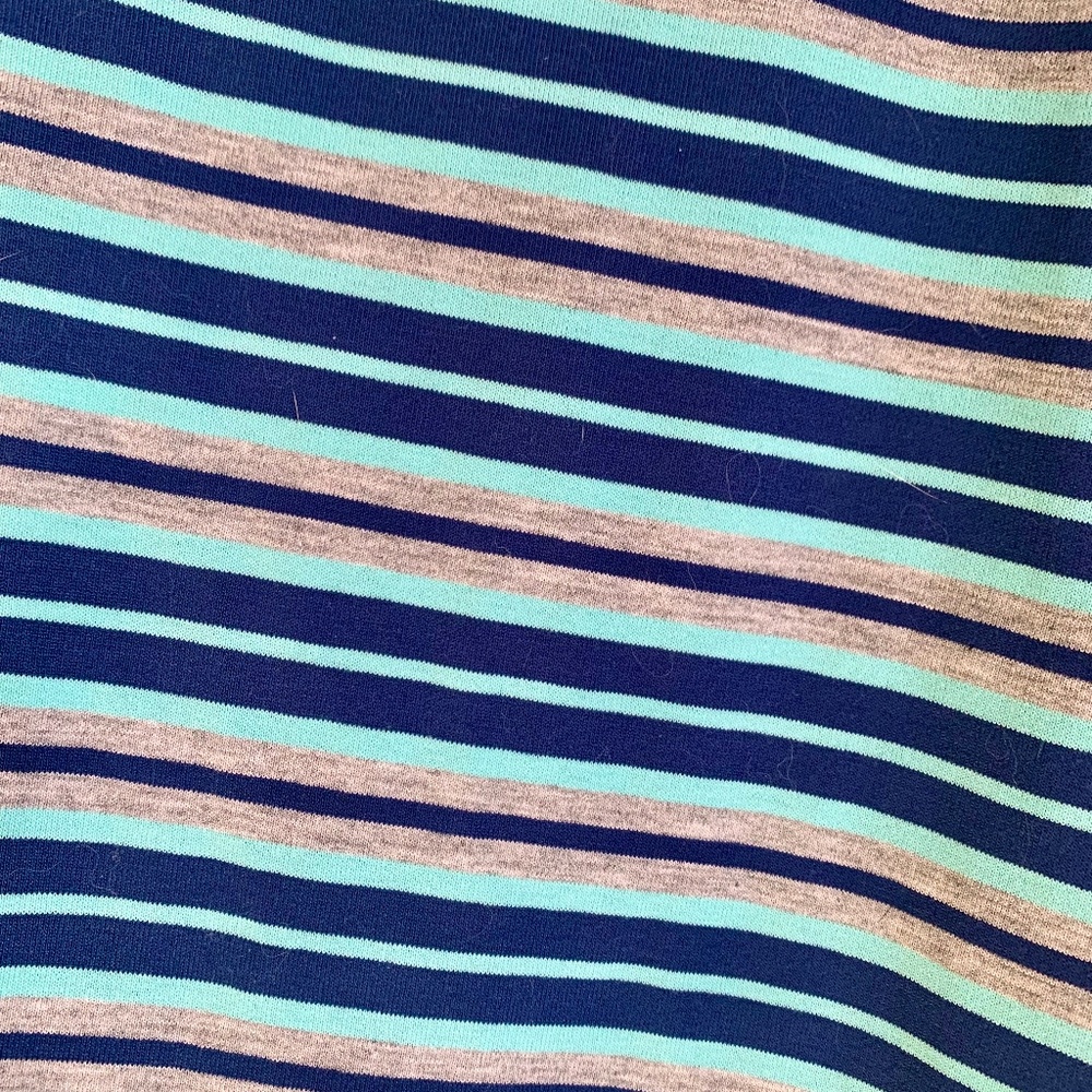 LulaRoe LYNNAE - NEW w/tags - Classic Aqua, Navy Blue & Gray Stripe. Size: M